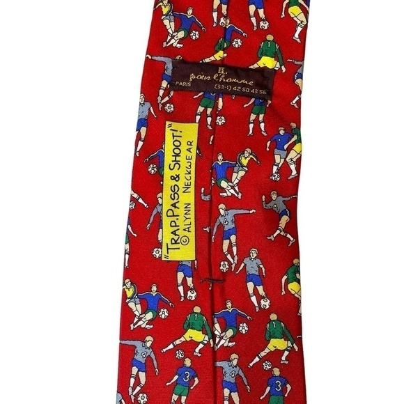 Red Silk Soccer Theme Tie ❤️ - Picture 5 of 6